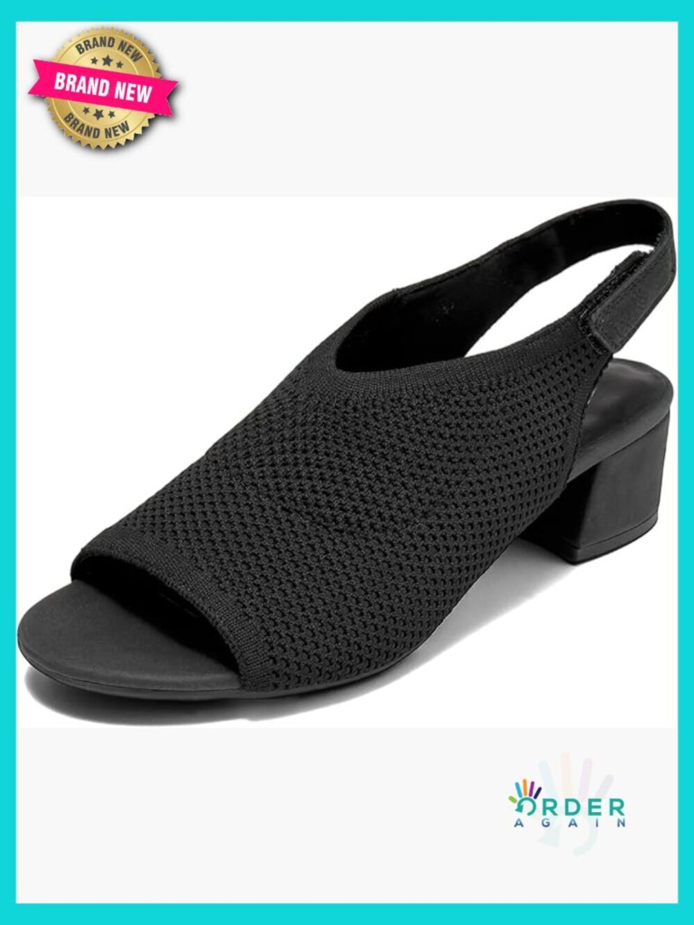 Heeled Sandals Slingback Block Heel Stretch Upper Round Toe Open Toe Flexible